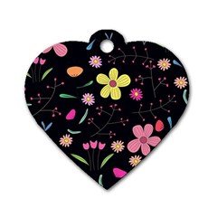 Foliage Pattern, Adorable Beautiful Dog Tag Heart (Two Sides)