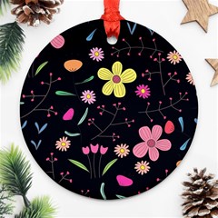 Foliage Pattern, Adorable Beautiful Round Ornament (two Sides)