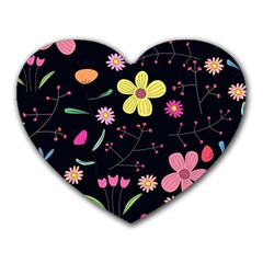 Foliage Pattern, Adorable Beautiful Heart Mousepad by kyorashop23