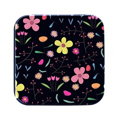 Foliage Pattern, Adorable Beautiful Square Metal Box (Black)