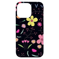 Foliage Pattern, Adorable Beautiful iPhone 14 Pro Max Black UV Print Case