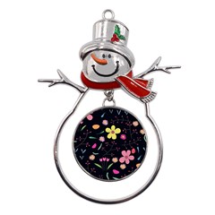 Foliage Pattern, Adorable Beautiful Metal Snowman Ornament