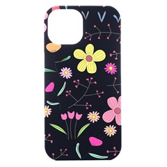 Foliage Pattern, Adorable Beautiful iPhone 15 Black UV Print PC Hardshell Case