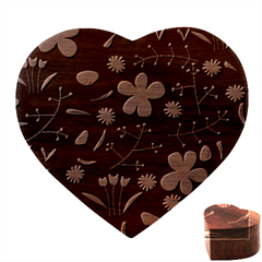 Foliage Pattern, Adorable Beautiful Heart Wood Jewelry Box by kyorashop23