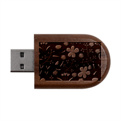 Foliage Pattern, Adorable Beautiful Wood Oval Usb Flash Drive by kyorashop23