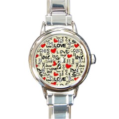 Love Abstract Background Love Textures Round Italian Charm Watch by kyorashop23