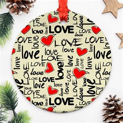 Love Abstract Background Love Textures Round Ornament (two Sides)