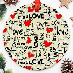 Love Abstract Background Love Textures Ornament (round Filigree)