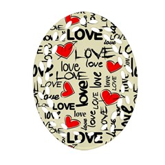 Love Abstract Background Love Textures Oval Filigree Ornament (Two Sides)