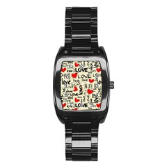 Love Abstract Background Love Textures Stainless Steel Barrel Watch by kyorashop23