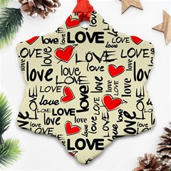 Love Abstract Background Love Textures Snowflake Ornament (two Sides)