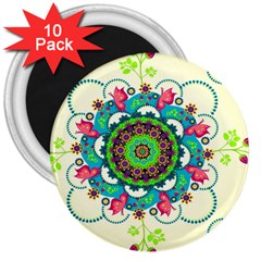 Mandala Flowers, Abstract, Butterflies, Floral, Pattern 3  Magnets (10 Pack)  by kyorashop23