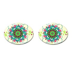 Mandala Flowers, Abstract, Butterflies, Floral, Pattern Cufflinks (oval) by kyorashop23