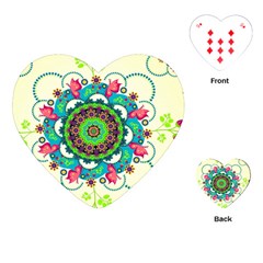 Mandala Flowers, Abstract, Butterflies, Floral, Pattern Playing Cards Single Design (heart)