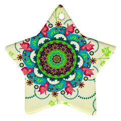 Mandala Flowers, Abstract, Butterflies, Floral, Pattern Star Ornament (two Sides)