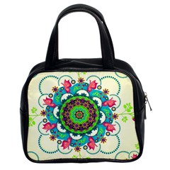 Mandala Flowers, Abstract, Butterflies, Floral, Pattern Classic Handbag (two Sides) by kyorashop23