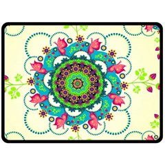 Mandala Flowers, Abstract, Butterflies, Floral, Pattern Fleece Blanket (large) by kyorashop23