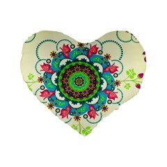 Mandala Flowers, Abstract, Butterflies, Floral, Pattern Standard 16  Premium Flano Heart Shape Cushions by kyorashop23