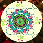 Mandala Flowers, Abstract, Butterflies, Floral, Pattern UV Print Acrylic Ornament Round Front