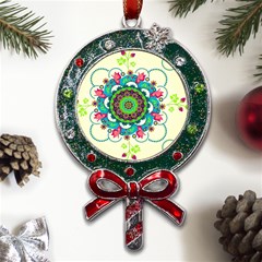 Mandala Flowers, Abstract, Butterflies, Floral, Pattern Metal X mas Lollipop With Crystal Ornament by kyorashop23