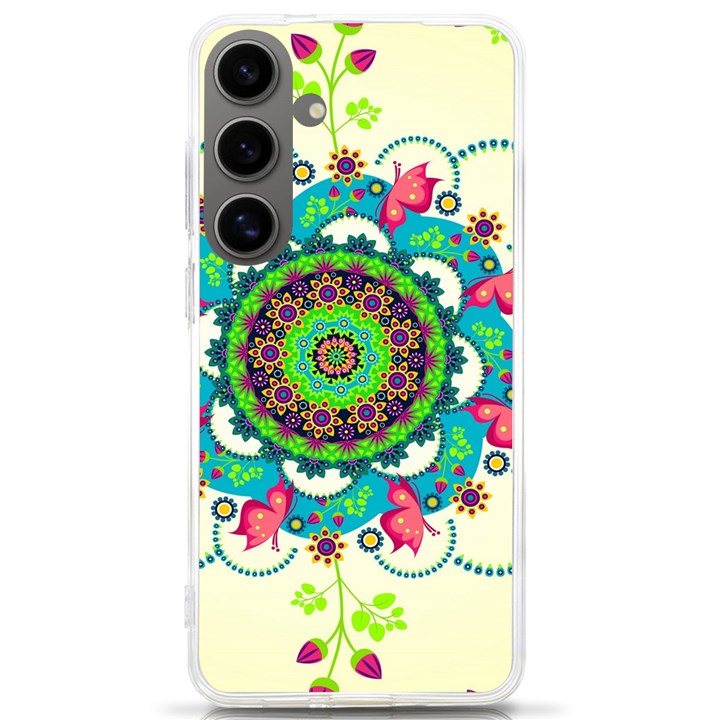 Mandala Flowers, Abstract, Butterflies, Floral, Pattern Samsung Galaxy S24 Ultra 6.9 Inch TPU UV Case