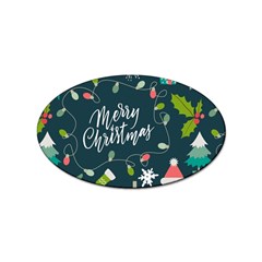 Merry Christmas, Happy New Year, Christmas Seamless Texture Sticker (oval) by kyorashop23