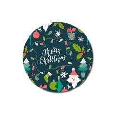 Merry Christmas, Happy New Year, Christmas Seamless Texture Magnet 3  (round) by kyorashop23