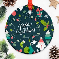 Merry Christmas, Happy New Year, Christmas Seamless Texture Round Ornament (two Sides)