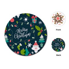 Merry Christmas, Happy New Year, Christmas Seamless Texture Playing Cards Single Design (round)