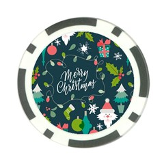 Merry Christmas, Happy New Year, Christmas Seamless Texture Poker Chip Card Guard by kyorashop23