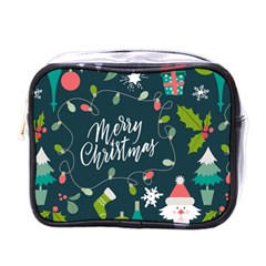 Merry Christmas, Happy New Year, Christmas Seamless Texture Mini Toiletries Bag (one Side) by kyorashop23