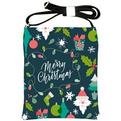 Merry Christmas, Happy New Year, Christmas Seamless Texture Shoulder Sling Bag by kyorashop23