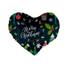 Merry Christmas, Happy New Year, Christmas Seamless Texture Standard 16  Premium Flano Heart Shape Cushions by kyorashop23