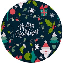 Merry Christmas, Happy New Year, Christmas Seamless Texture Uv Print Round Tile Coaster by kyorashop23