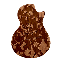 Merry Christmas, Happy New Year, Christmas Seamless Texture Guitar Shape Wood Guitar Pick Holder Case And Picks Set