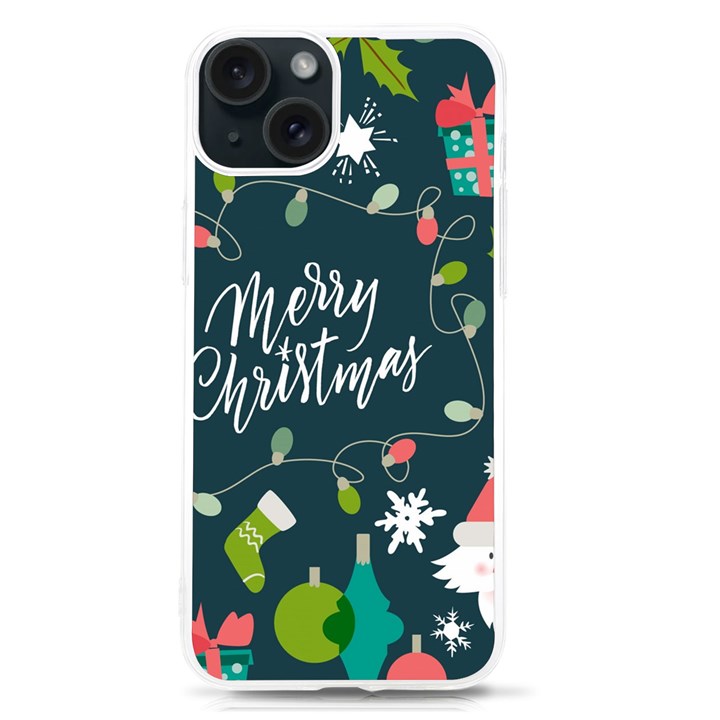 Merry Christmas, Happy New Year, Christmas Seamless Texture iPhone 15 TPU UV Print Case