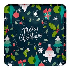 Merry Christmas, Happy New Year, Christmas Seamless Texture Square Glass Fridge Magnet (4 Pack) by kyorashop23