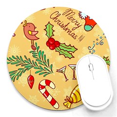 Merry Christmas, New Year Backgrounds, Happy New Year Round Mousepad by kyorashop23