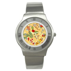 Merry Christmas, New Year Backgrounds, Happy New Year Stainless Steel Watch by kyorashop23