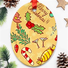 Merry Christmas, New Year Backgrounds, Happy New Year Oval Ornament (two Sides)