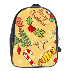 Merry Christmas, New Year Backgrounds, Happy New Year School Bag (large) by kyorashop23