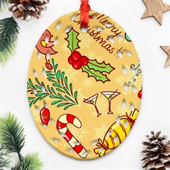 Merry Christmas, New Year Backgrounds, Happy New Year Oval Filigree Ornament (two Sides)