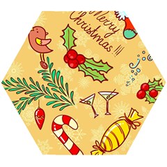 Merry Christmas, New Year Backgrounds, Happy New Year Wooden Puzzle Hexagon by kyorashop23