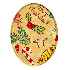 Merry Christmas, New Year Backgrounds, Happy New Year Oval Glass Fridge Magnet (4 Pack)