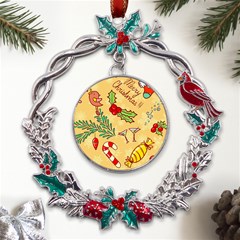 Merry Christmas, New Year Backgrounds, Happy New Year Metal X mas Wreath Holly Leaf Ornament