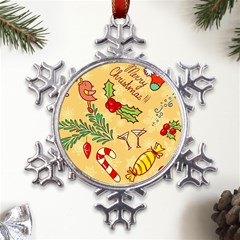 Merry Christmas, New Year Backgrounds, Happy New Year Metal Large Snowflake Ornament by kyorashop23