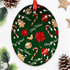 Merry Christmas Oval Filigree Ornament (two Sides)