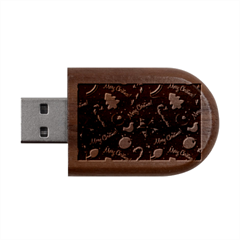 Merry Christmas Wood Oval USB Flash Drive