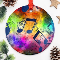 Music Texture, Grunge Music Background Round Ornament (two Sides)