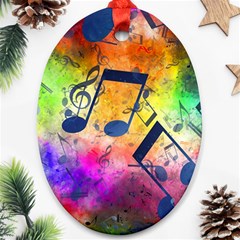 Music Texture, Grunge Music Background Oval Ornament (two Sides)